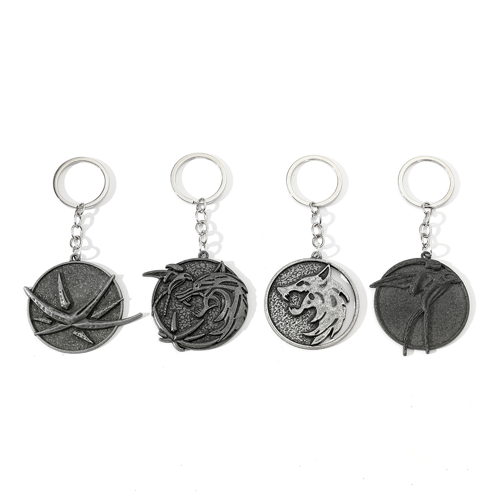 Carabiner Keychain - Винтажный брелок с головой волка, металлический